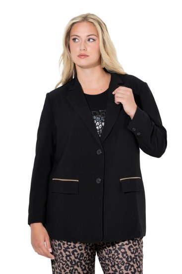 Ulla Popken 845336 Oversize raztegljiv suknjič z dvema gumboma Črna - Blazer - Blazerji v velikih velikostih za ženske