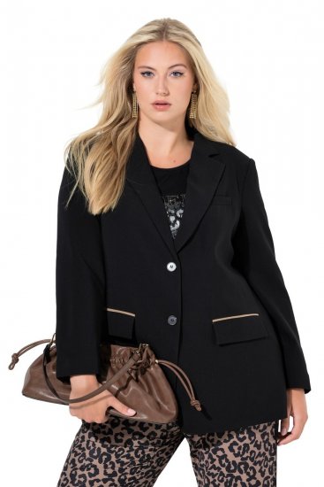 Ulla Popken 845336 Oversize raztegljiv suknjič z dvema gumboma Črna - Blazer - Blazerji v velikih velikostih za ženske
