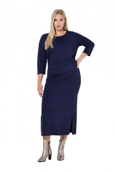 Ulla Popken 845705 Obleka iz jerseyja Temno modra - Midi obleke - Ženske midi obleke večjih velikosti