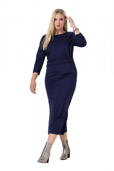 Ulla Popken 845705 Obleka iz jerseyja Temno modra - Midi obleke - Ženske midi obleke večjih velikosti