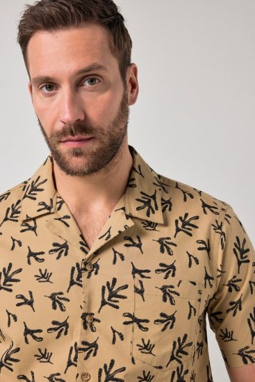 JP1880 Boxy Cuba Short Sleeve Shirt Camel - Srajce - Moške srajce za Močnejše Postave
