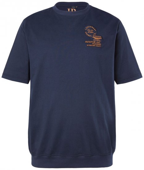 JP1880 846657 Majica bellyfit z našitki Temno modra TALL - TALL T-shirts - Majice za visoke moške