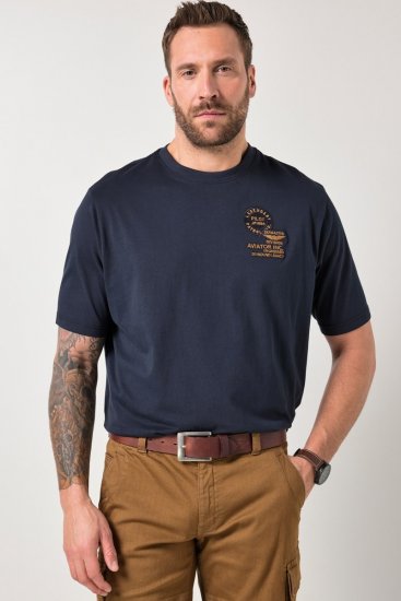 JP1880 846657 Majica bellyfit z našitki Temno modra TALL - TALL T-shirts - Majice za visoke moške