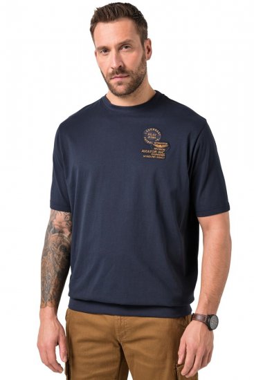 JP1880 846657 Majica bellyfit z našitki Temno modra TALL - TALL T-shirts - Majice za visoke moške