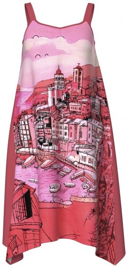 Ulla Popken 847481 Vzorčasta obleka Rdeča - Mini obleke - Mini obleke za ženske večjih velikosti
