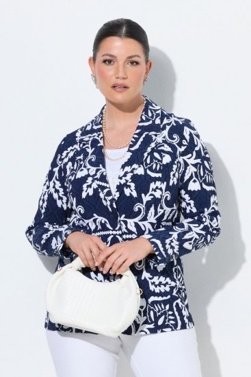 Ulla Popken 847586 Suknjič iz cvetličnega žakarda Temno modra - Blazer - Blazerji v velikih velikostih za ženske