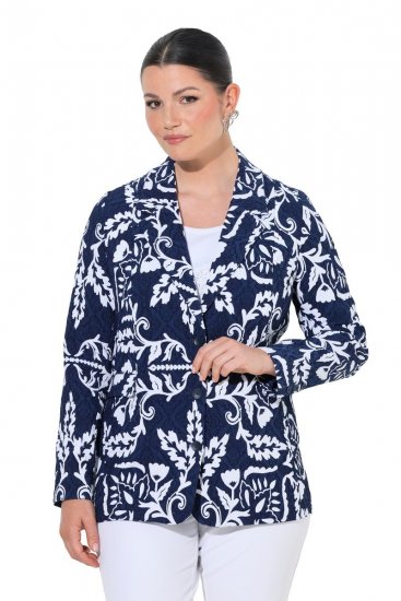 Ulla Popken 847586 Suknjič iz cvetličnega žakarda Temno modra - Blazer - Blazerji v velikih velikostih za ženske