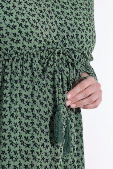 Ulla Popken 847798 Midi obleka A-kroja z V-izrezom Temno zelena - Midi obleke - Ženske midi obleke večjih velikosti