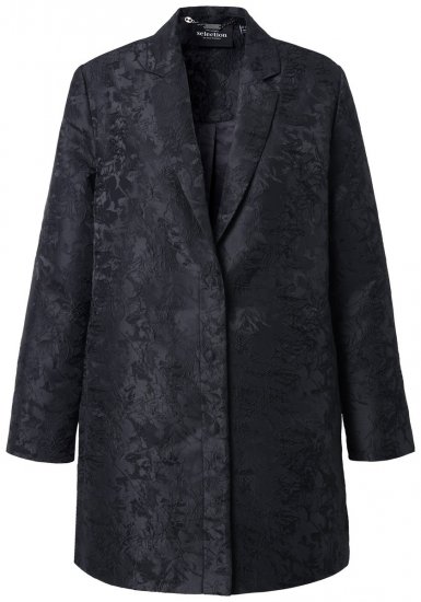Ulla Popken 848099 Cvetličen žakarski suknjič s skrito letvico Črna - Blazer - Blazerji v velikih velikostih za ženske