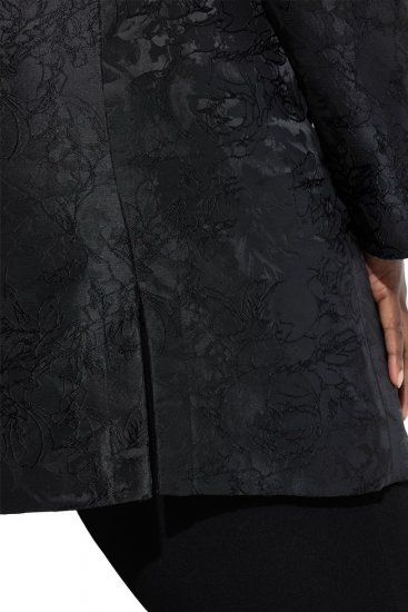 Ulla Popken 848099 Cvetličen žakarski suknjič s skrito letvico Črna - Blazer - Blazerji v velikih velikostih za ženske