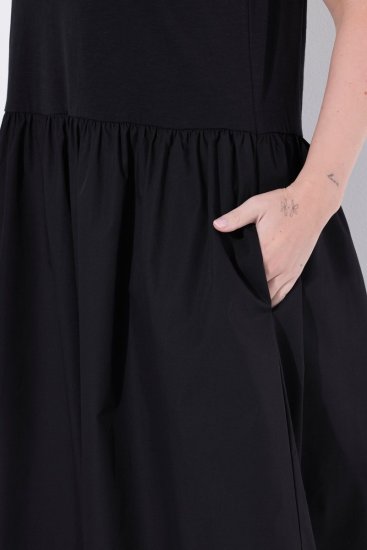 Ulla Popken 848305 Midi obleka brez rokavov z V-izrezom Črna - Midi obleke - Ženske midi obleke večjih velikosti