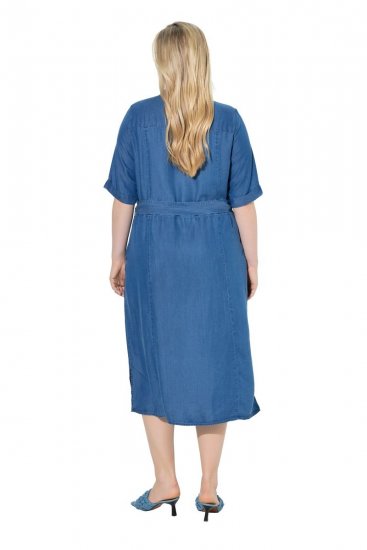 Ulla Popken 848491 Srajčna obleka Denim modra - Midi obleke - Ženske midi obleke večjih velikosti