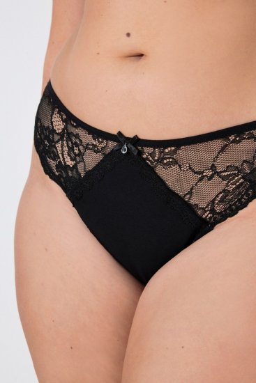 Ulla Popken 848522 Tangice s čipko 3 kosa Črna - Spodnjice - 