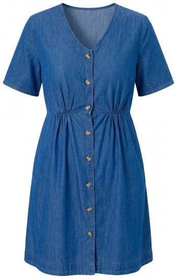 Ulla Popken 848597 Srajčna obleka Denim modra - Srajčne obleke - 