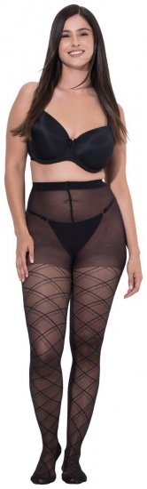 Ulla Popken 849049 Črtaste hlačne nogavice 40 den Črna - Hlačne nogavice & nogavice - 