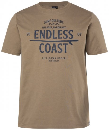 Men+ 448 Majica Endless Coast Sivo rjava - Kratke Majice - Moške kratke majice za močnejše postave