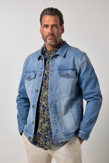 JP1880 849703 Jeans jakna z več žepi Indigo modra - Jakne - Moške bunde za Močnejše Postave