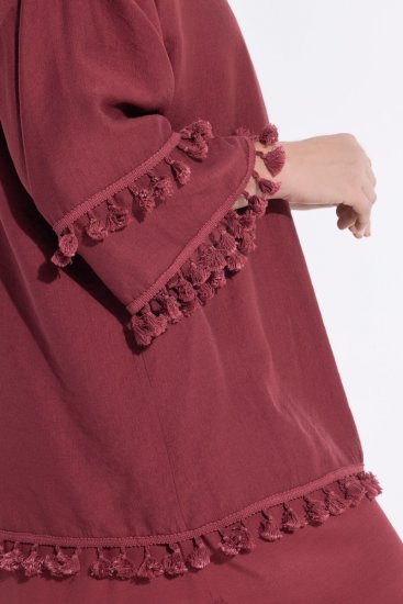 Ulla Popken 849860 Kimono Rjasto rdeča - Kardigani - Jopice velikih velikosti za ženske
