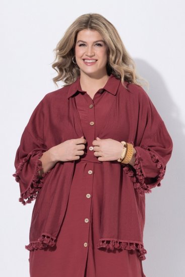 Ulla Popken 849860 Kimono Rjasto rdeča - Kardigani - Jopice velikih velikosti za ženske