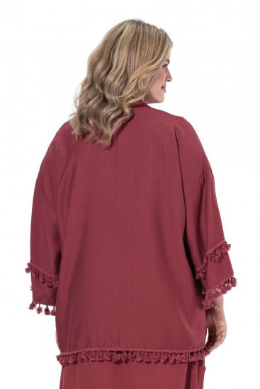 Ulla Popken 849860 Kimono Rjasto rdeča - Kardigani - Jopice velikih velikosti za ženske