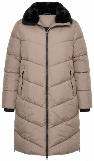 Ulla Popken 850041 Prešit plašč Taupe - Plašči - Plašči za ženske večjih velikosti