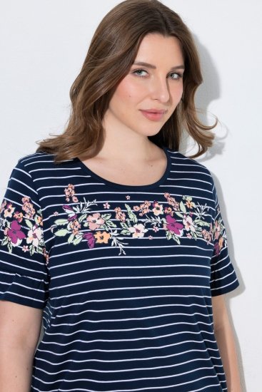 Ulla Popken 850401 Cvetlična spalna srajca Temno modra - Spalne srajce - 