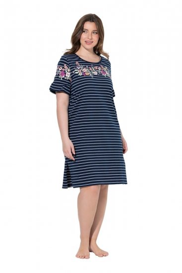Ulla Popken 850401 Cvetlična spalna srajca Temno modra - Spalne srajce - 
