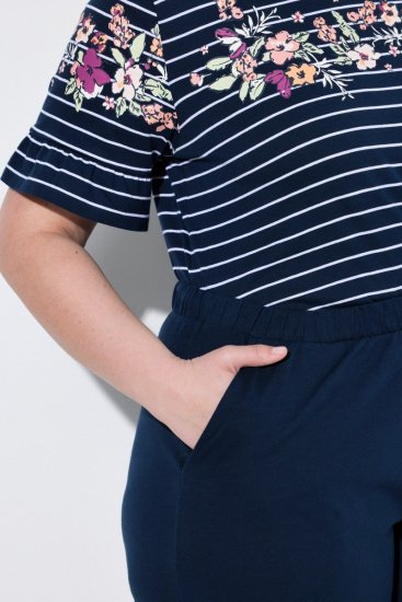 Ulla Popken 850403 Pižama s cvetličnim vzorcem Temno modra - Pižame/Oblačila za spanje - 
