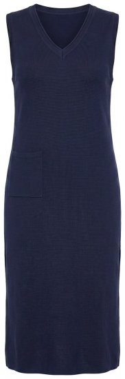 Ulla Popken 850725 Pletena obleka z V-izrezom Temno modra - Pletene obleke - 