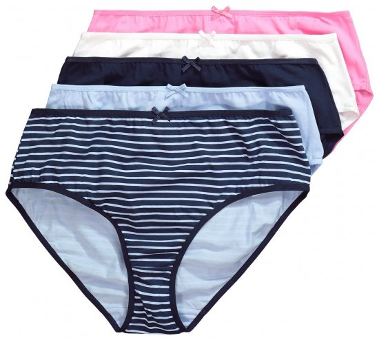 Ulla Popken 850966 Črtaste spodnjice 5 kosa Temno modra - Spodnjice - 