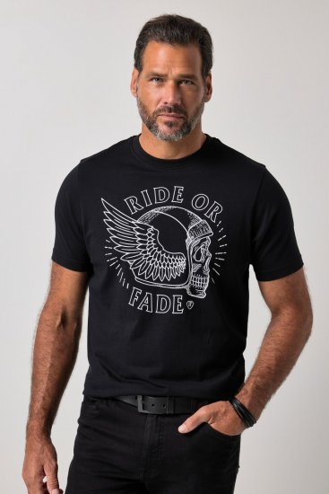 JP1880 851008 Majica s potiskom na prsih Črna TALL - TALL T-shirts - Majice za visoke moške