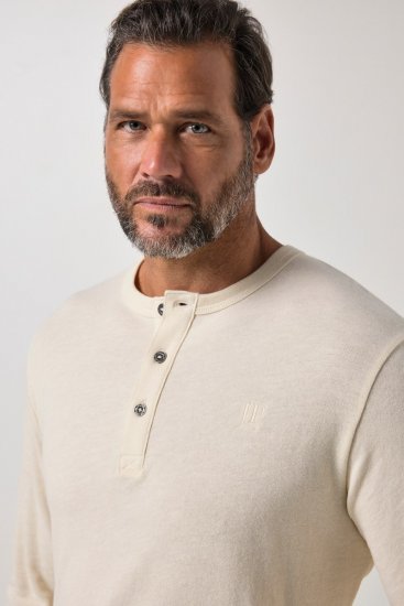 JP1880 851075 Henley majica z dolgimi rokavi Peščeno siva TALL - TALL T-shirts - Majice za visoke moške
