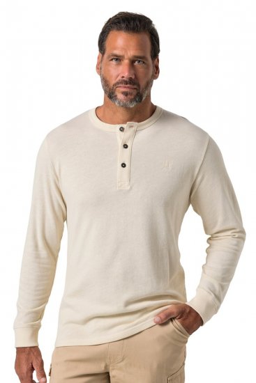 JP1880 851075 Henley majica z dolgimi rokavi Peščeno siva TALL - TALL T-shirts - Majice za visoke moške