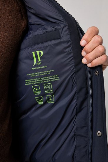JP1880 851320 Jakna s kapuco in toplo podlogo Temno modra - Jakne - Moške bunde za Močnejše Postave