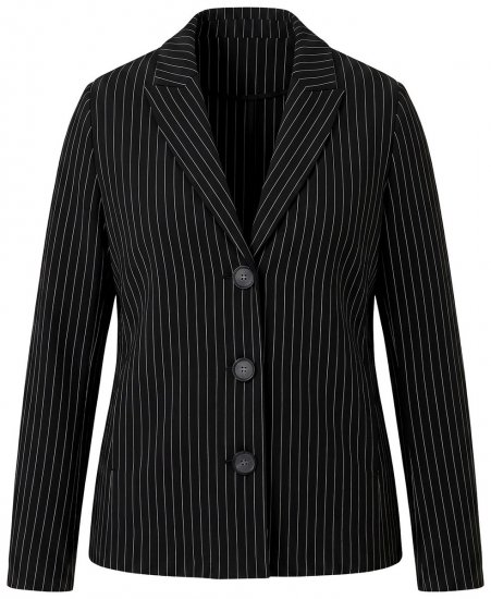 Ulla Popken 851341 Raztegljiv črtast suknjič Črna - Blazer - Blazerji v velikih velikostih za ženske