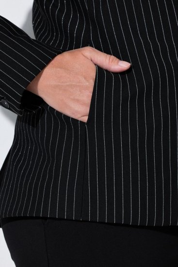 Ulla Popken 851341 Raztegljiv črtast suknjič Črna - Blazer - Blazerji v velikih velikostih za ženske