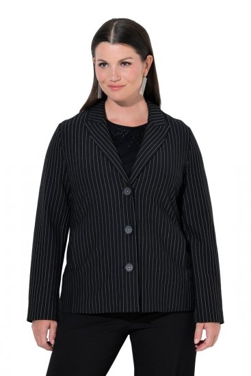 Ulla Popken 851341 Raztegljiv črtast suknjič Črna - Blazer - Blazerji v velikih velikostih za ženske