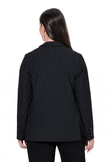 Ulla Popken 851341 Raztegljiv črtast suknjič Črna - Blazer - Blazerji v velikih velikostih za ženske