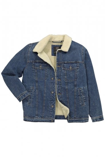 JP1880 851363 Jeans jakna s teddy podlogo Denim modra - Jakne - Moške bunde za Močnejše Postave