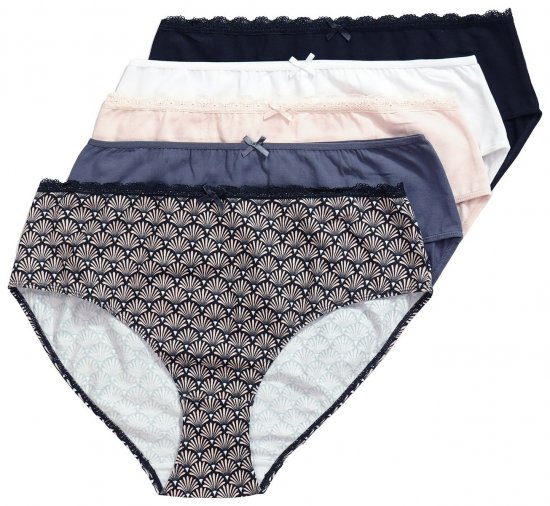 Ulla Popken 851730 Vzorčaste spodnjice 5 kosa Bež - Spodnjice - 