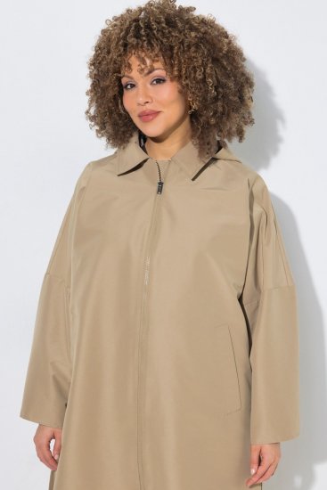 Ulla Popken 851764 Oversize plašč s snemljivo kapuco Peščena - Plašči - Plašči za ženske večjih velikosti