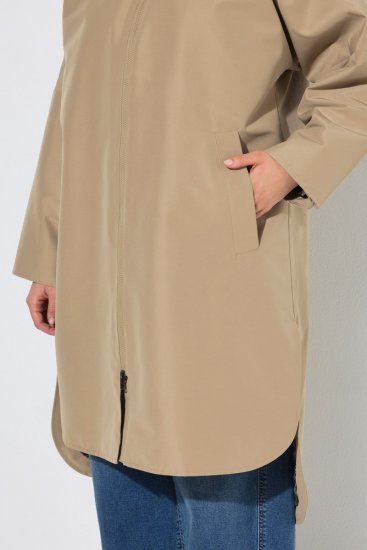 Ulla Popken 851764 Oversize plašč s snemljivo kapuco Peščena - Plašči - Plašči za ženske večjih velikosti