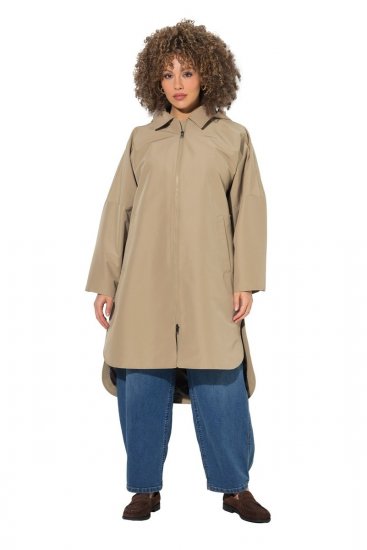 Ulla Popken 851764 Oversize plašč s snemljivo kapuco Peščena - Plašči - Plašči za ženske večjih velikosti