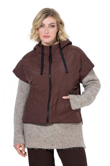 Ulla Popken 851785 Oversize prešit telovnik s kapuco Rjava - Telovniki - 
