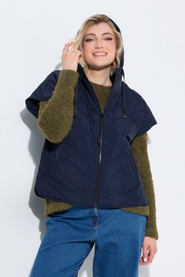Ulla Popken 851785 Oversize prešit telovnik s kapuco Temno modra - Telovniki - 