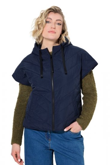 Ulla Popken 851785 Oversize prešit telovnik s kapuco Temno modra - Telovniki - 