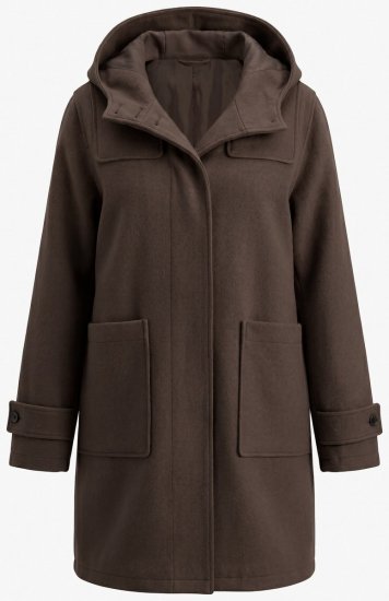 Ulla Popken 851803 Duffle plašč Temno rjava - Plašči - Plašči za ženske večjih velikosti