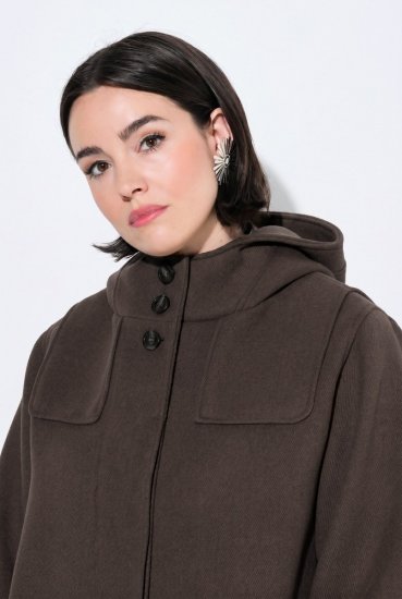 Ulla Popken 851803 Duffle plašč Temno rjava - Plašči - Plašči za ženske večjih velikosti