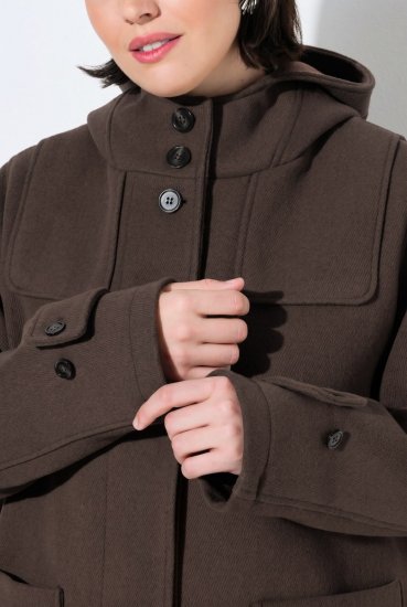 Ulla Popken 851803 Duffle plašč Temno rjava - Plašči - Plašči za ženske večjih velikosti