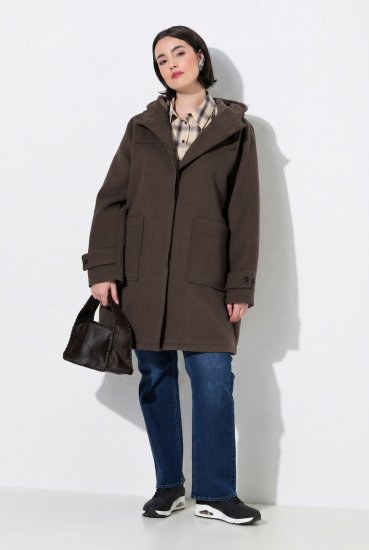 Ulla Popken 851803 Duffle plašč Temno rjava - Plašči - Plašči za ženske večjih velikosti